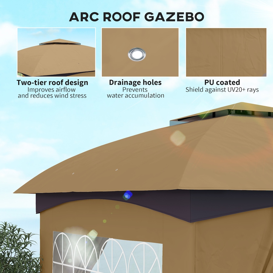 Image 965014_ALTMORE3.jpg, Product 965-014 / Price $269.99, Outsunny 11' x 11' Outdoor Gazebo with Curtains, Church Windows, Beige from Outsunny on TSC.ca's Home & Garden department