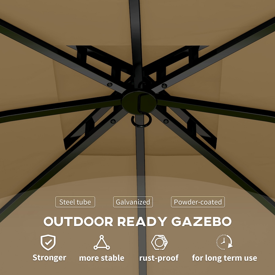Image 965014_ALTMORE5.jpg, Product 965-014 / Price $269.99, Outsunny 11' x 11' Outdoor Gazebo with Curtains, Church Windows, Beige from Outsunny on TSC.ca's Home & Garden department