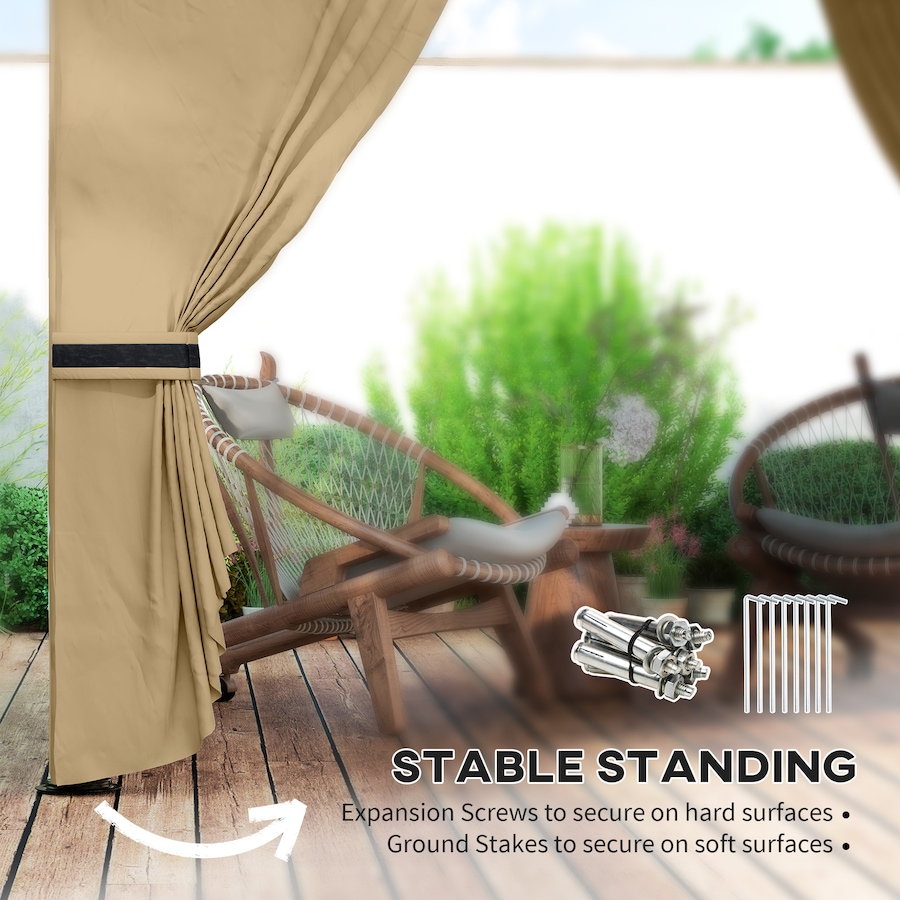 Image 965014_ALTMORE6.jpg, Product 965-014 / Price $269.99, Outsunny 11' x 11' Outdoor Gazebo with Curtains, Church Windows, Beige from Outsunny on TSC.ca's Home & Garden department