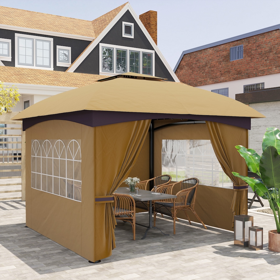 Image 965014_ALTMORE7.jpg, Product 965-014 / Price $269.99, Outsunny 11' x 11' Outdoor Gazebo with Curtains, Church Windows, Beige from Outsunny on TSC.ca's Home & Garden department