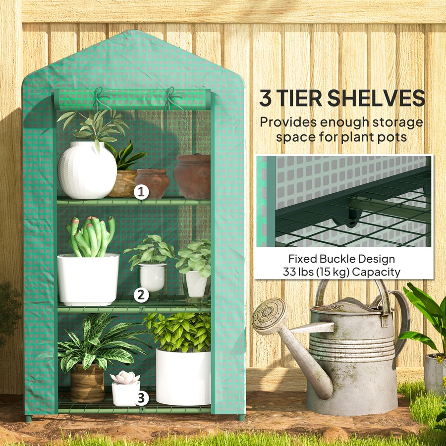 Image 965016_ALTMORE5.jpg, Product 965-016 / Price $45.99, Outsunny 3 Tier Mini Greenhouse, Small Greenhouse with PE Cover, Green from Outsunny on TSC.ca's Home & Garden department