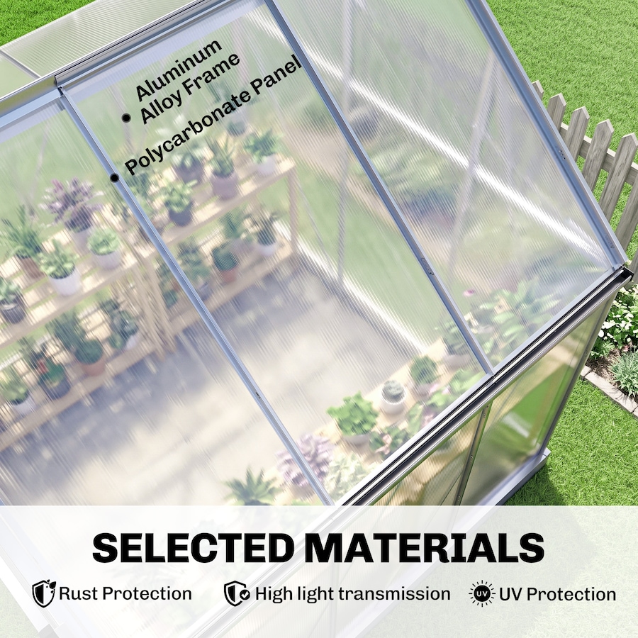 Image 965045_ALTMORE11.jpg, Product 965-045 / Price $289.99, Outsunny 6' x 6' Walk-In Polycarbonate Greenhouse with Foundation Window from Outsunny on TSC.ca's Home & Garden department