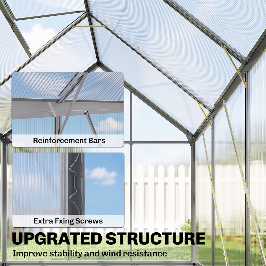 Image 965045_ALTMORE12.jpg, Product 965-045 / Price $289.99, Outsunny 6' x 6' Walk-In Polycarbonate Greenhouse with Foundation Window from Outsunny on TSC.ca's Home & Garden department
