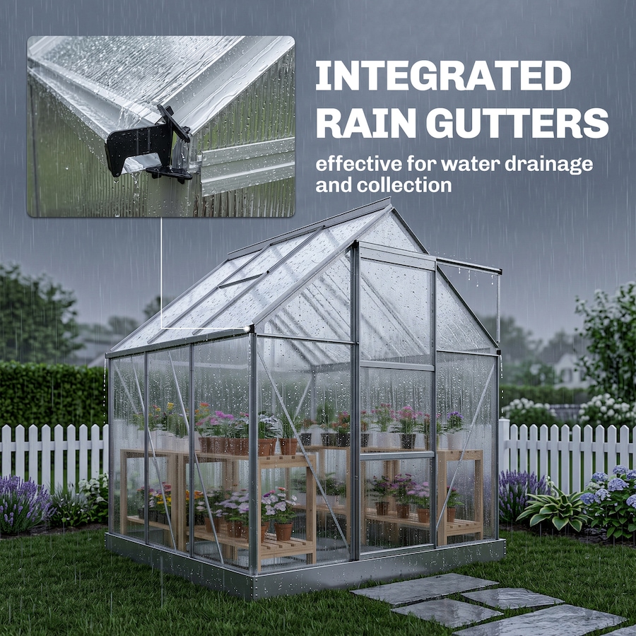 Image 965045_ALTMORE13.jpg, Product 965-045 / Price $289.99, Outsunny 6' x 6' Walk-In Polycarbonate Greenhouse with Foundation Window from Outsunny on TSC.ca's Home & Garden department