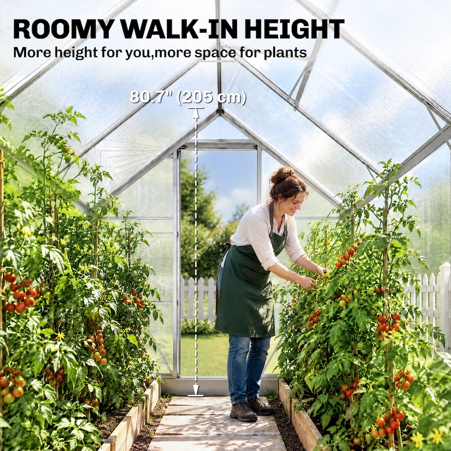 Image 965045_ALTMORE14.jpg, Product 965-045 / Price $289.99, Outsunny 6' x 6' Walk-In Polycarbonate Greenhouse with Foundation Window from Outsunny on TSC.ca's Home & Garden department