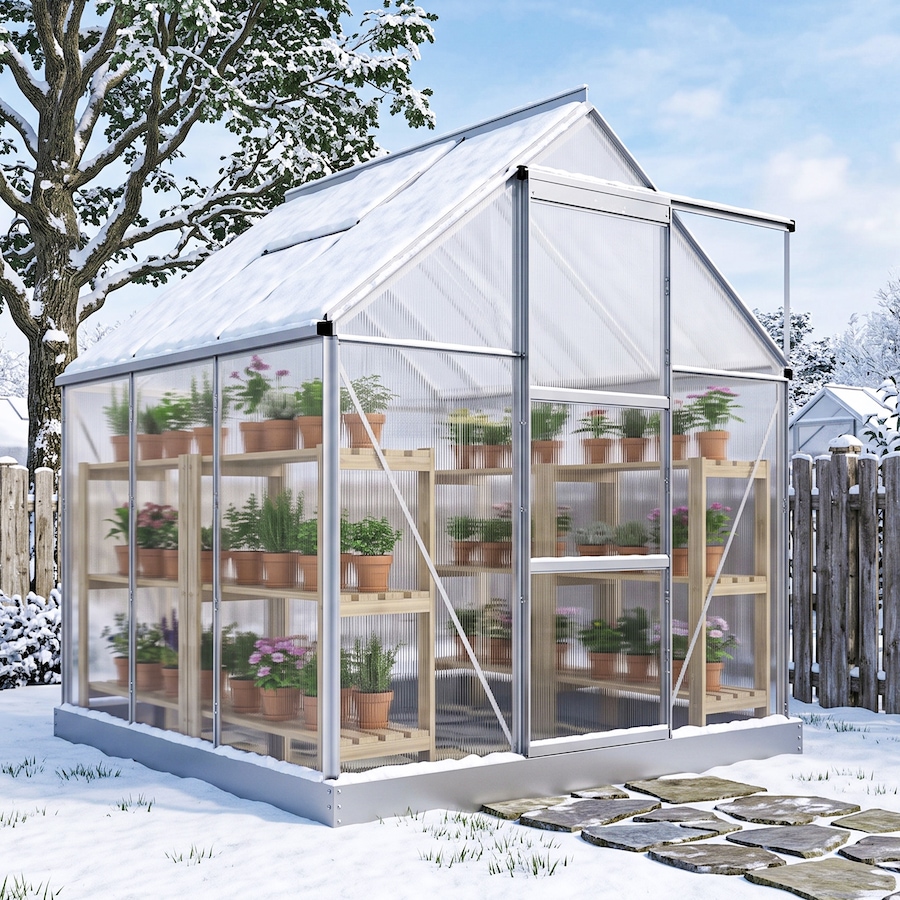 Image 965045_ALTMORE15.jpg, Product 965-045 / Price $289.99, Outsunny 6' x 6' Walk-In Polycarbonate Greenhouse with Foundation Window from Outsunny on TSC.ca's Home & Garden department