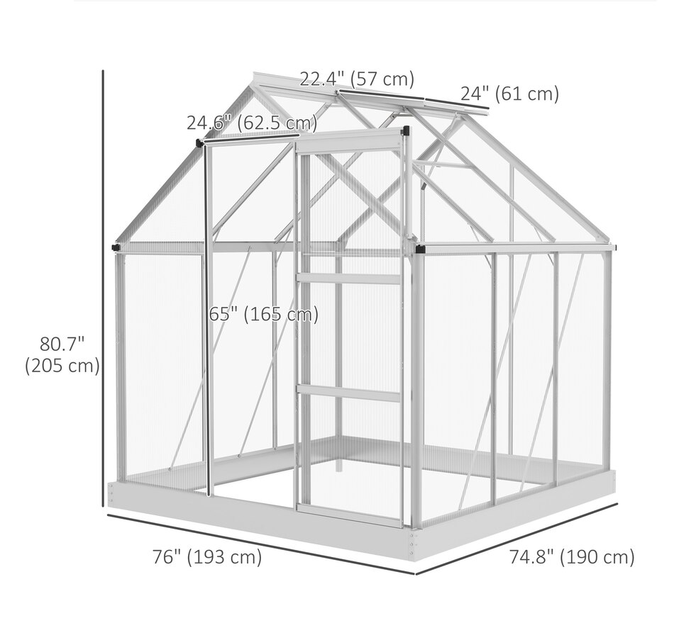 Image 965045_ALTMORE2.jpg, Product 965-045 / Price $369.99, Outsunny 6' x 6' Walk-In Polycarbonate Greenhouse with Foundation Window from Outsunny on TSC.ca's Home & Garden department