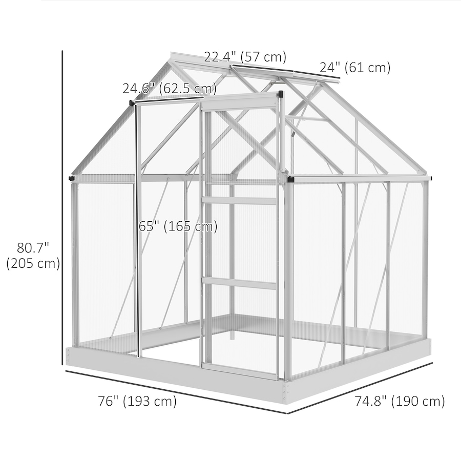 Image 965045_ALTMORE2.jpg, Product 965-045 / Price $289.99, Outsunny 6' x 6' Walk-In Polycarbonate Greenhouse with Foundation Window from Outsunny on TSC.ca's Home & Garden department