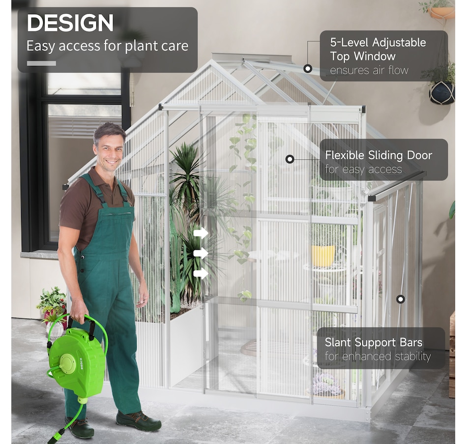 Image 965045_ALTMORE3.jpg, Product 965-045 / Price $369.99, Outsunny 6' x 6' Walk-In Polycarbonate Greenhouse with Foundation Window from Outsunny on TSC.ca's Home & Garden department
