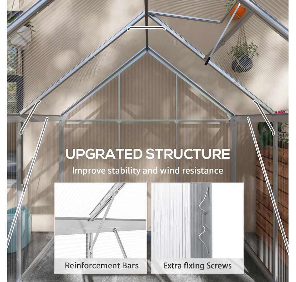 Image 965045_ALTMORE5.jpg, Product 965-045 / Price $369.99, Outsunny 6' x 6' Walk-In Polycarbonate Greenhouse with Foundation Window from Outsunny on TSC.ca's Home & Garden department