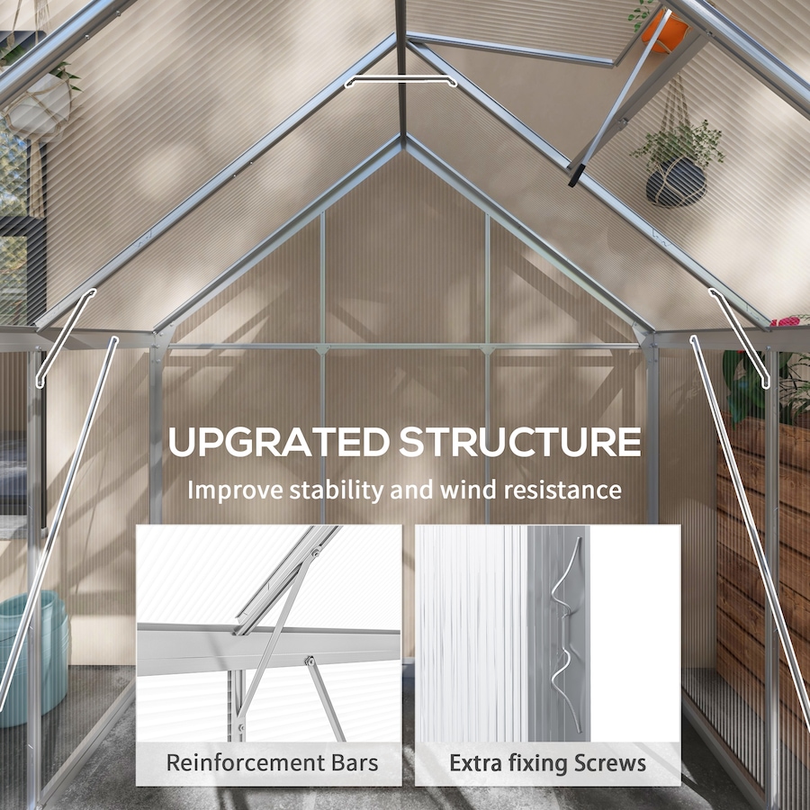 Image 965045_ALTMORE5.jpg, Product 965-045 / Price $289.99, Outsunny 6' x 6' Walk-In Polycarbonate Greenhouse with Foundation Window from Outsunny on TSC.ca's Home & Garden department