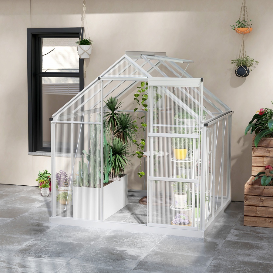 Image 965045_ALTMORE7.jpg, Product 965-045 / Price $289.99, Outsunny 6' x 6' Walk-In Polycarbonate Greenhouse with Foundation Window from Outsunny on TSC.ca's Home & Garden department