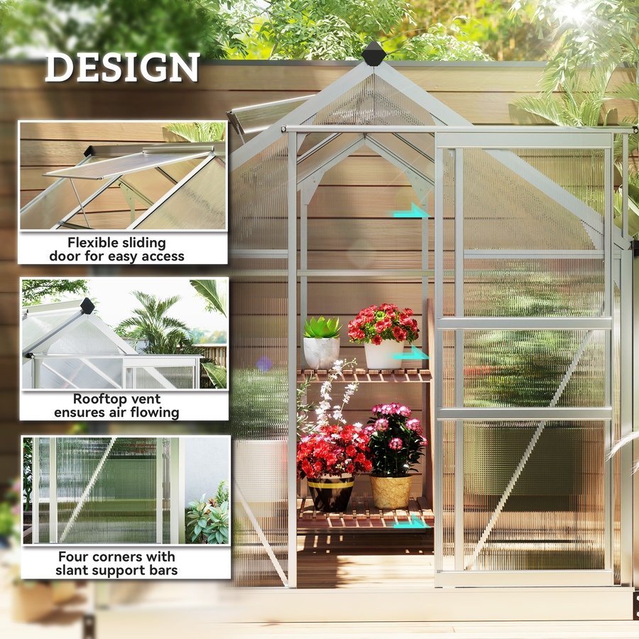 Image 965048_ALTMORE3.jpg, Product 965-048 / Price $299.99, Outsunny Greenhouse, Walk-In Hot House, Clear PC Board with Sliding Door from Outsunny on TSC.ca's Home & Garden department