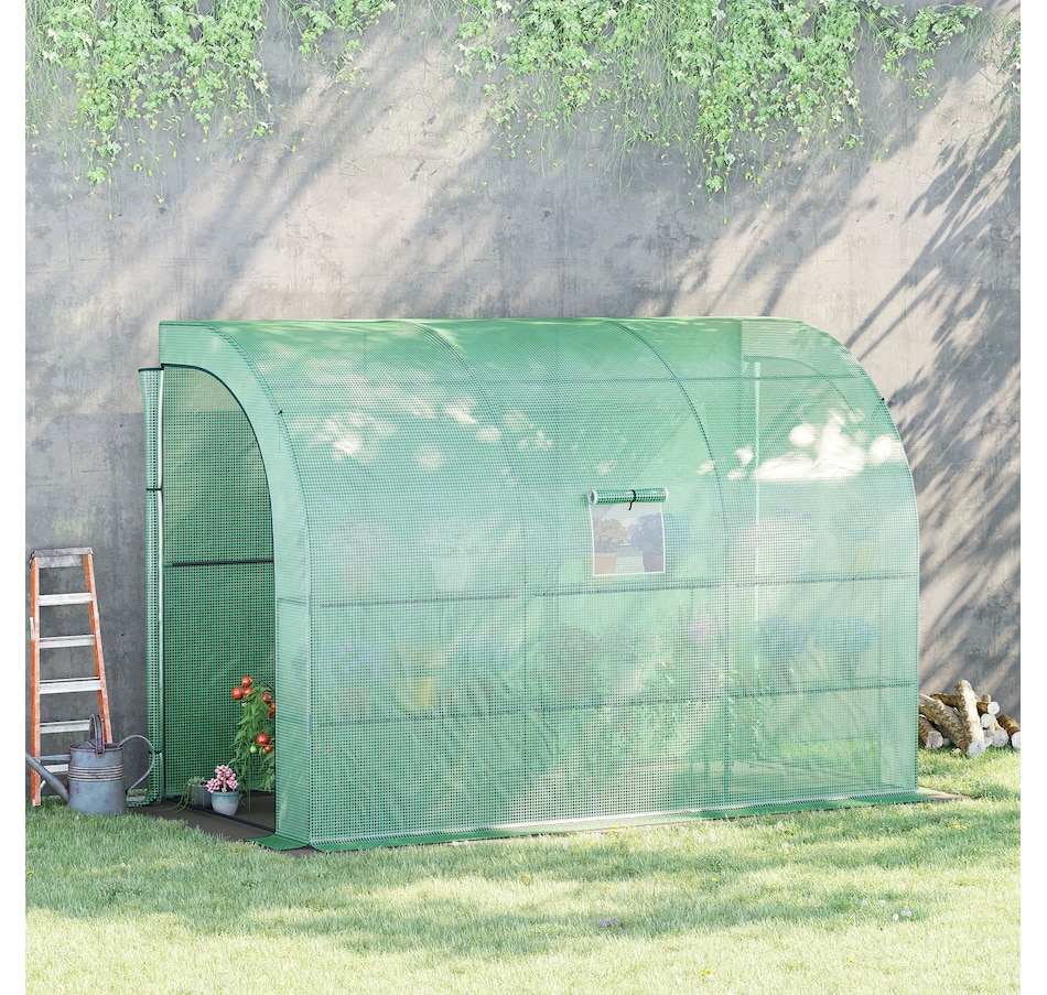 Image 965061_ALTMORE1.jpg, Product 965-061 / Price $94.99, Outsunny Walk-in Lean-to Greenhouse Outdoor Gardening Green House, Green from Outsunny on TSC.ca's Home & Garden department
