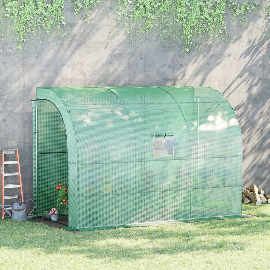 Image 965061_ALTMORE1.jpg, Product 965-061 / Price $109.99, Outsunny Walk-in Lean-to Greenhouse Outdoor Gardening Green House, Green from Outsunny on TSC.ca's Home & Garden department