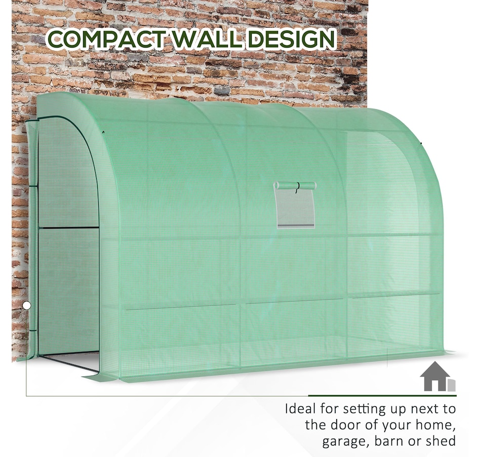 Image 965061_ALTMORE4.jpg, Product 965-061 / Price $94.99, Outsunny Walk-in Lean-to Greenhouse Outdoor Gardening Green House, Green from Outsunny on TSC.ca's Home & Garden department