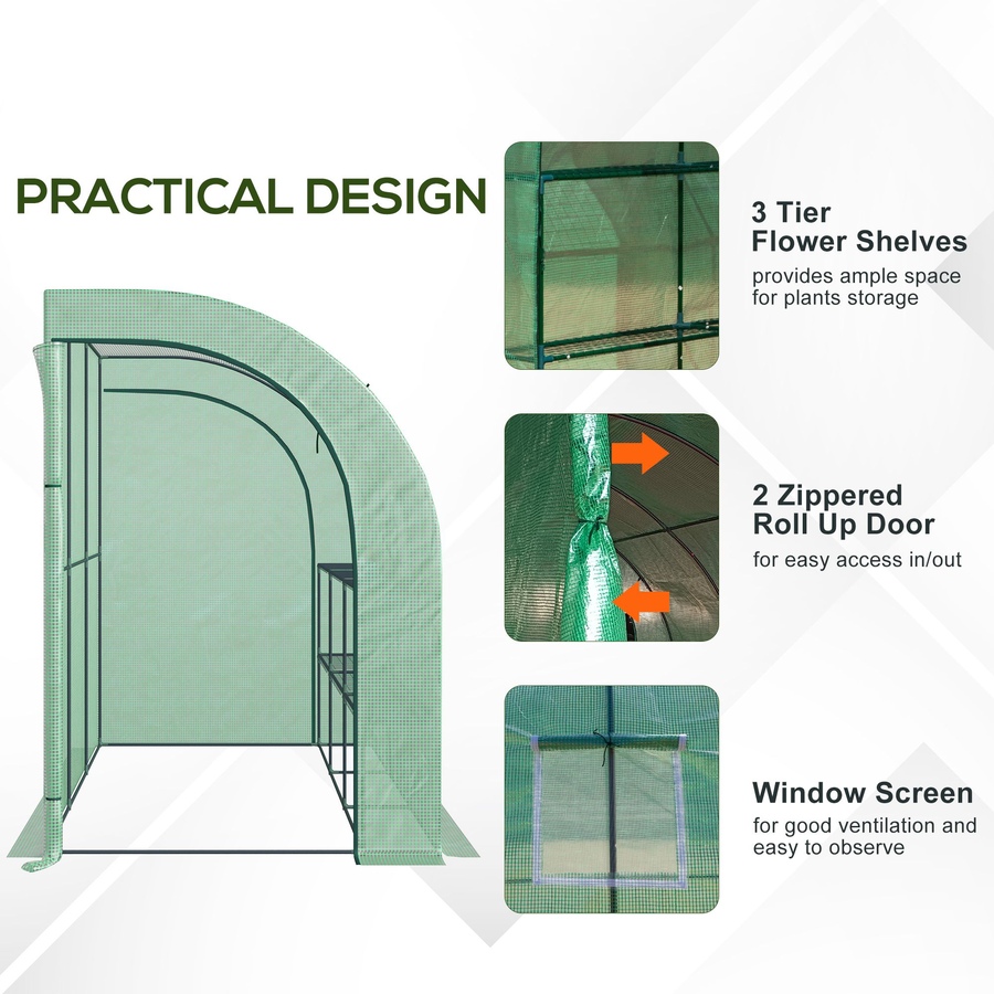 Image 965061_ALTMORE6.jpg, Product 965-061 / Price $109.99, Outsunny Walk-in Lean-to Greenhouse Outdoor Gardening Green House, Green from Outsunny on TSC.ca's Home & Garden department