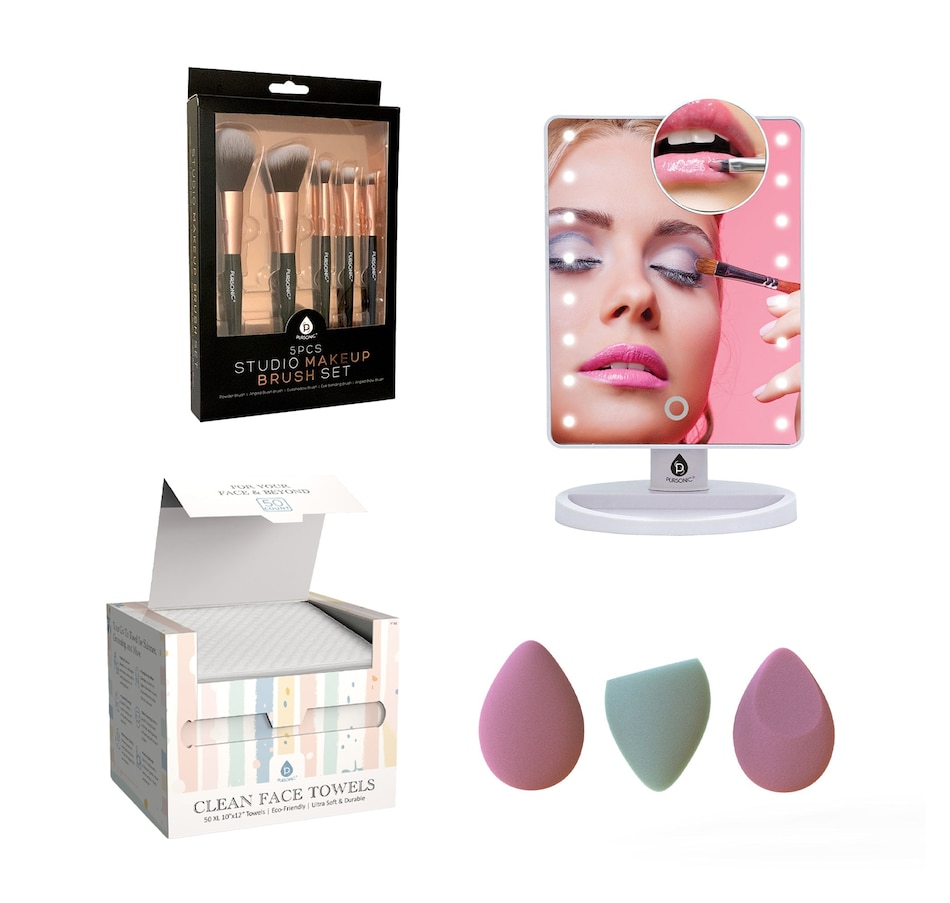 Image 965401.jpg, Product 965-401 / Price $147.38, Pursonic Complete Beauty Set: Makeup Brushes, Facial Towels, LED Mirror & Blender Sponges from Pursonic on TSC.ca's Home & Garden department
