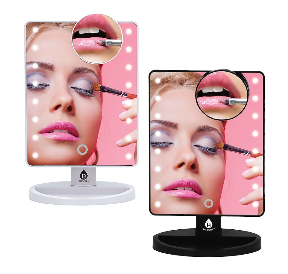 Image 965408.jpg, Product 965-408 / Price $142.56, Him™s and Her™s Pursonic LED Lighted Vanity Makeup Mirror Bundle “ Black & White Set with 5X Magnifying Mini Mirrors from Pursonic on TSC.ca's Home & Garden department