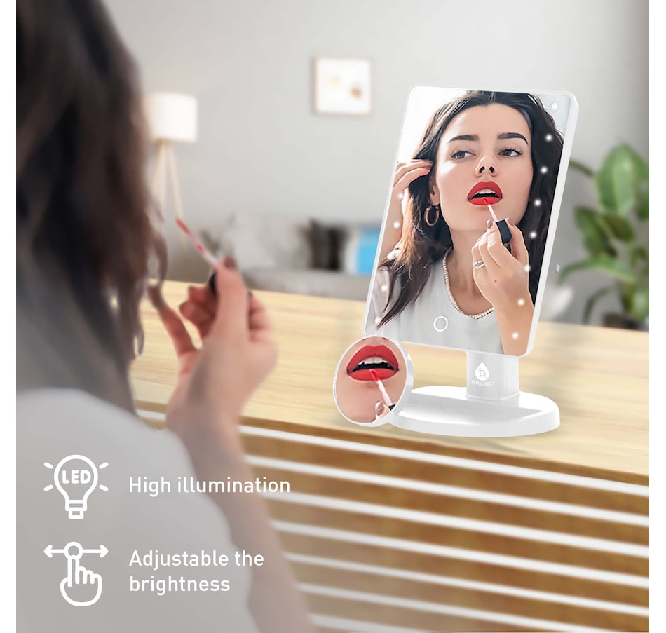Image 965408_ALTMORE1.jpg, Product 965-408 / Price $142.56, Him™s and Her™s Pursonic LED Lighted Vanity Makeup Mirror Bundle “ Black & White Set with 5X Magnifying Mini Mirrors from Pursonic on TSC.ca's Home & Garden department