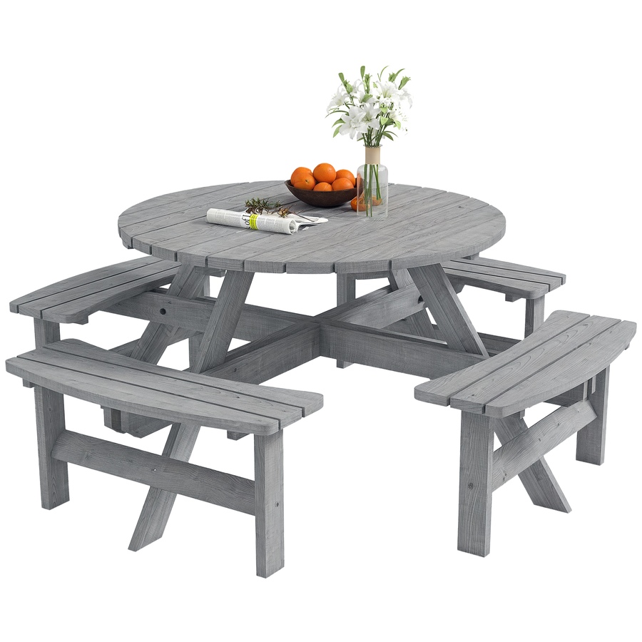 Image 965737.jpg, Product 965-737 / Price $319.99, Outsunny Wooden Patio Dining Set, Outdoor Table and Benches Set, Grey from Outsunny on TSC.ca's Home & Garden department