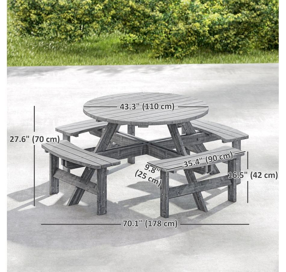 Image 965737_ALTMORE2.jpg, Product 965-737 / Price $409.99, Outsunny Wooden Patio Dining Set, Outdoor Table and Benches Set, Grey from Outsunny on TSC.ca's Home & Garden department