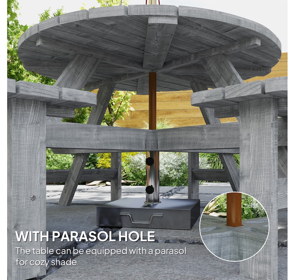 Image 965737_ALTMORE3.jpg, Product 965-737 / Price $409.99, Outsunny Wooden Patio Dining Set, Outdoor Table and Benches Set, Grey from Outsunny on TSC.ca's Home & Garden department