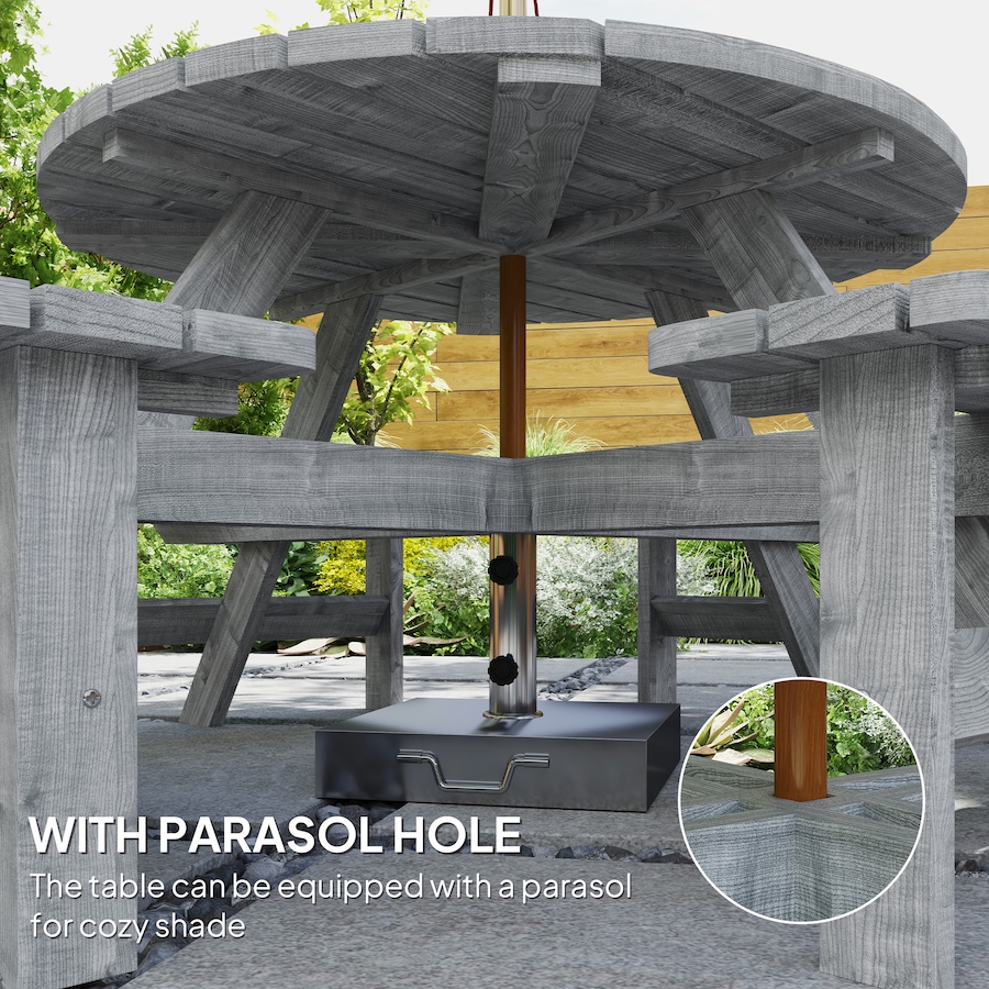 Image 965737_ALTMORE3.jpg, Product 965-737 / Price $319.99, Outsunny Wooden Patio Dining Set, Outdoor Table and Benches Set, Grey from Outsunny on TSC.ca's Home & Garden department