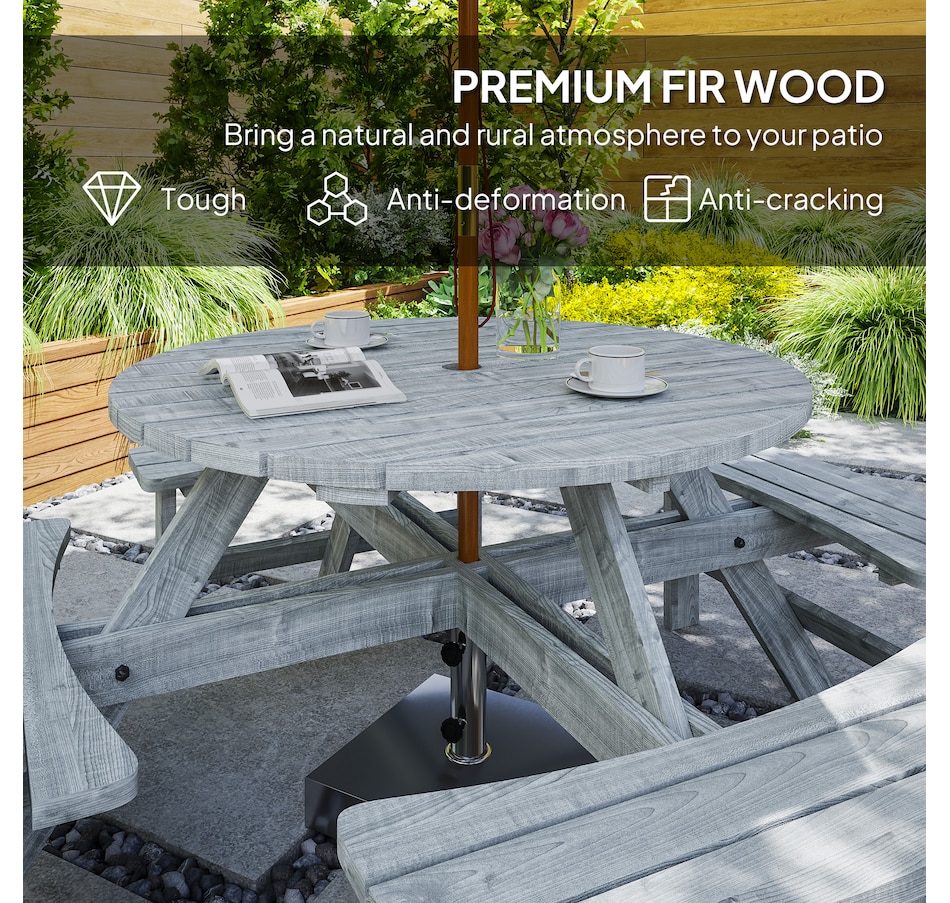 Image 965737_ALTMORE4.jpg, Product 965-737 / Price $409.99, Outsunny Wooden Patio Dining Set, Outdoor Table and Benches Set, Grey from Outsunny on TSC.ca's Home & Garden department