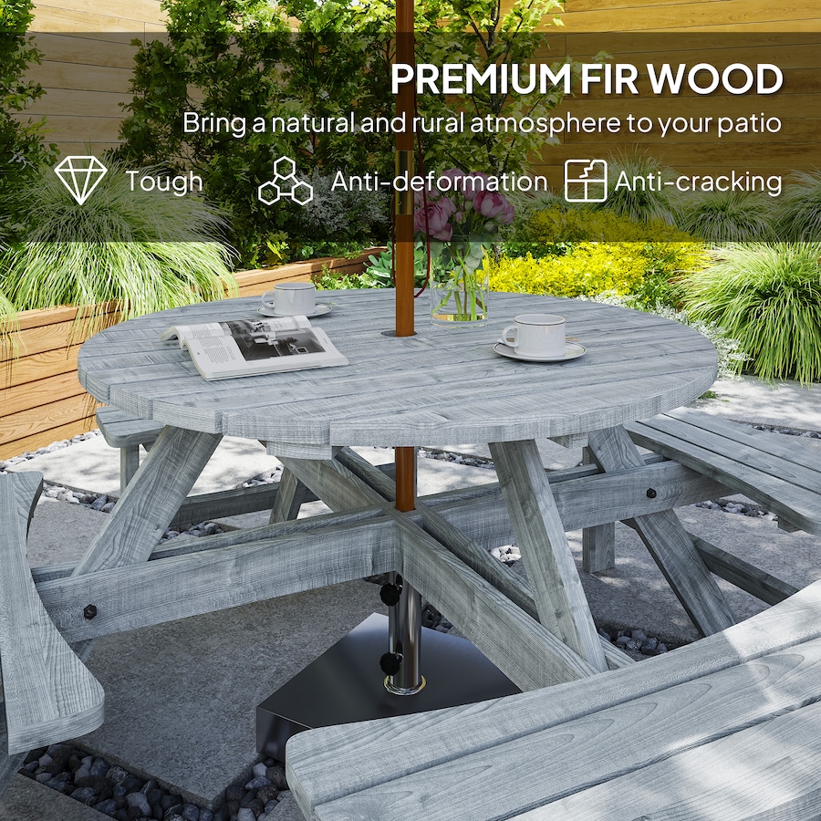 Image 965737_ALTMORE4.jpg, Product 965-737 / Price $319.99, Outsunny Wooden Patio Dining Set, Outdoor Table and Benches Set, Grey from Outsunny on TSC.ca's Home & Garden department