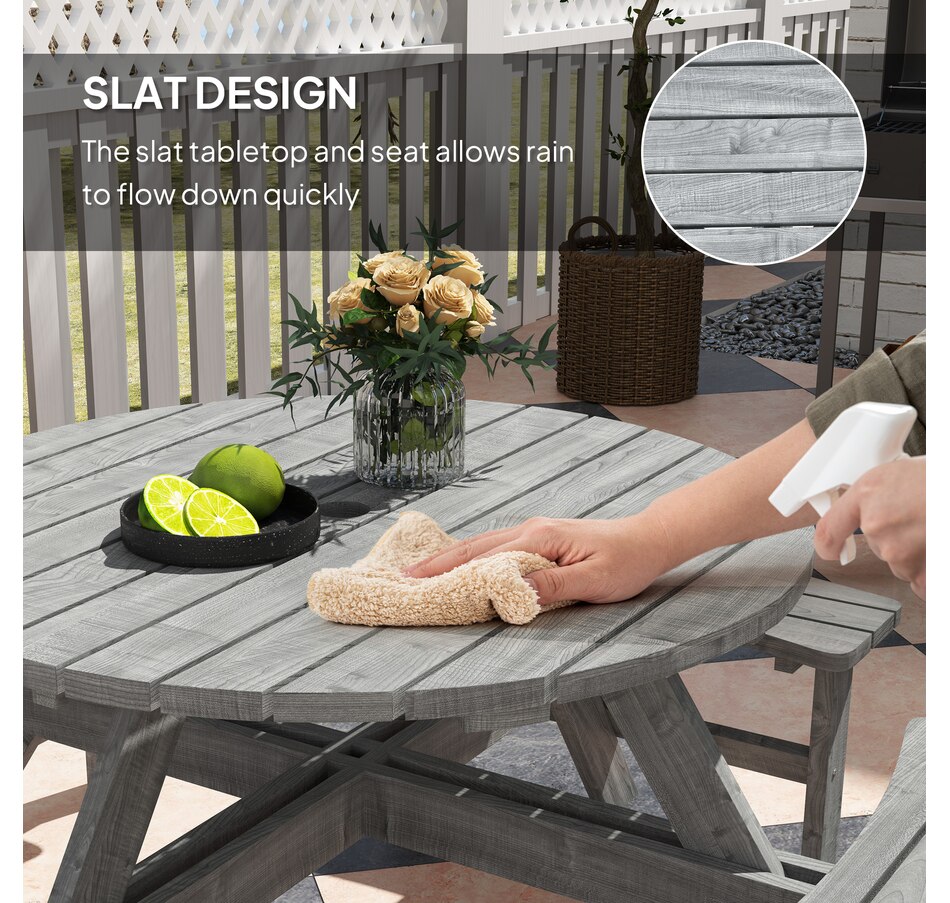 Image 965737_ALTMORE5.jpg, Product 965-737 / Price $409.99, Outsunny Wooden Patio Dining Set, Outdoor Table and Benches Set, Grey from Outsunny on TSC.ca's Home & Garden department