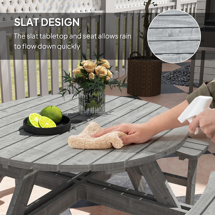 Image 965737_ALTMORE5.jpg, Product 965-737 / Price $319.99, Outsunny Wooden Patio Dining Set, Outdoor Table and Benches Set, Grey from Outsunny on TSC.ca's Home & Garden department