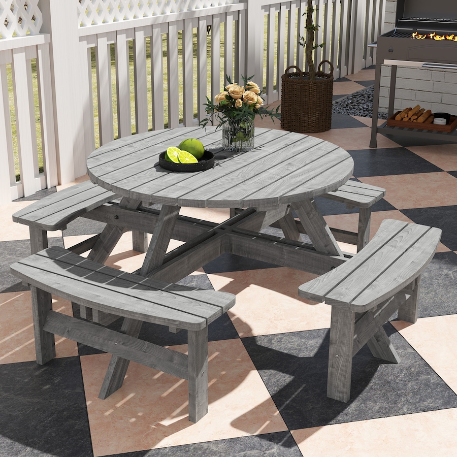 Image 965737_ALTMORE8.jpg, Product 965-737 / Price $319.99, Outsunny Wooden Patio Dining Set, Outdoor Table and Benches Set, Grey from Outsunny on TSC.ca's Home & Garden department