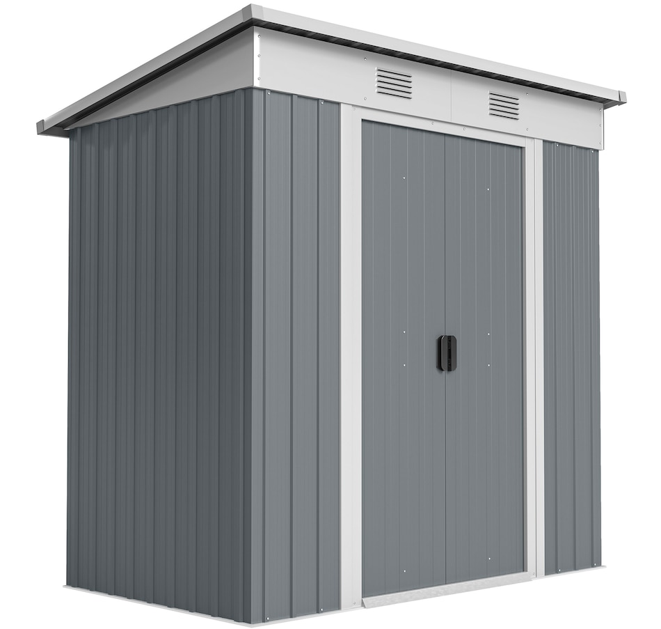 Image 965744.jpg, Product 965-744 / Price $249.99, Outsunny 6' x 4' Metal Outdoor Storage Shed w/ Sliding Doors Grey from Outsunny on TSC.ca's Home & Garden department