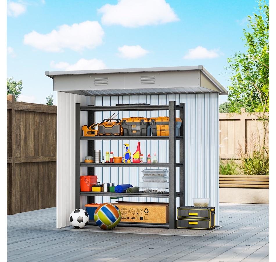 Image 965744_ALTMORE6.jpg, Product 965-744 / Price $249.99, Outsunny 6' x 4' Metal Outdoor Storage Shed w/ Sliding Doors Grey from Outsunny on TSC.ca's Home & Garden department