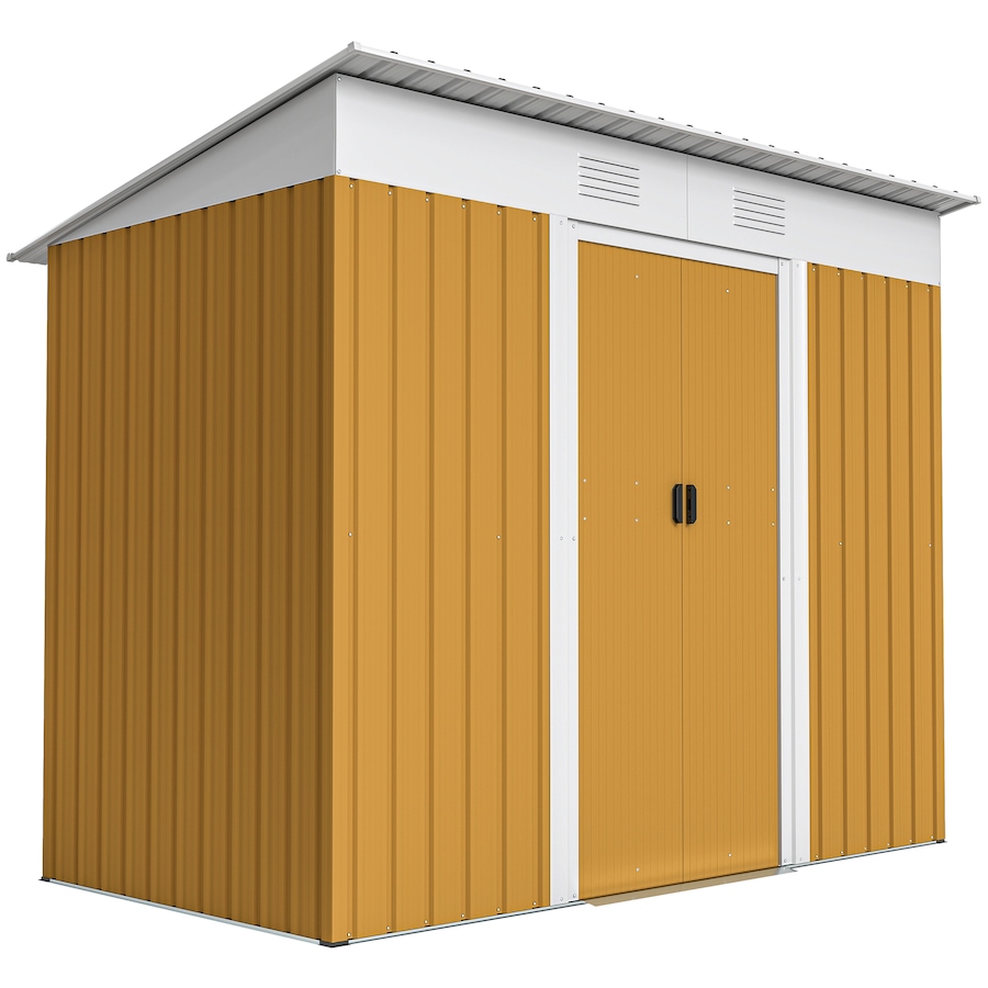 Image 965745.jpg, Product 965-745 / Price $230.99, Outsunny 7' x 4' Outdoor Storage Shed w/ Sliding Doors, Yellow from Outsunny on TSC.ca's Home & Garden department