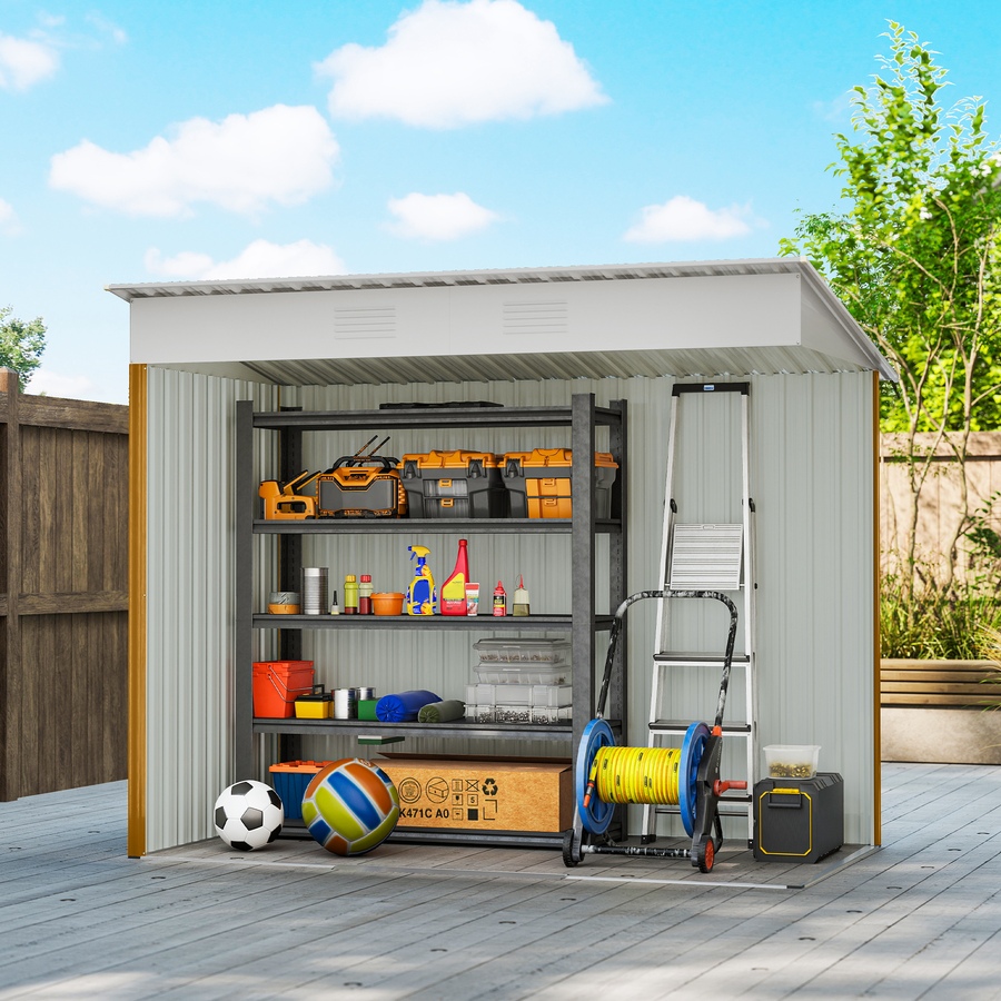 Image 965745_ALTMORE6.jpg, Product 965-745 / Price $230.99, Outsunny 7' x 4' Outdoor Storage Shed w/ Sliding Doors, Yellow from Outsunny on TSC.ca's Home & Garden department