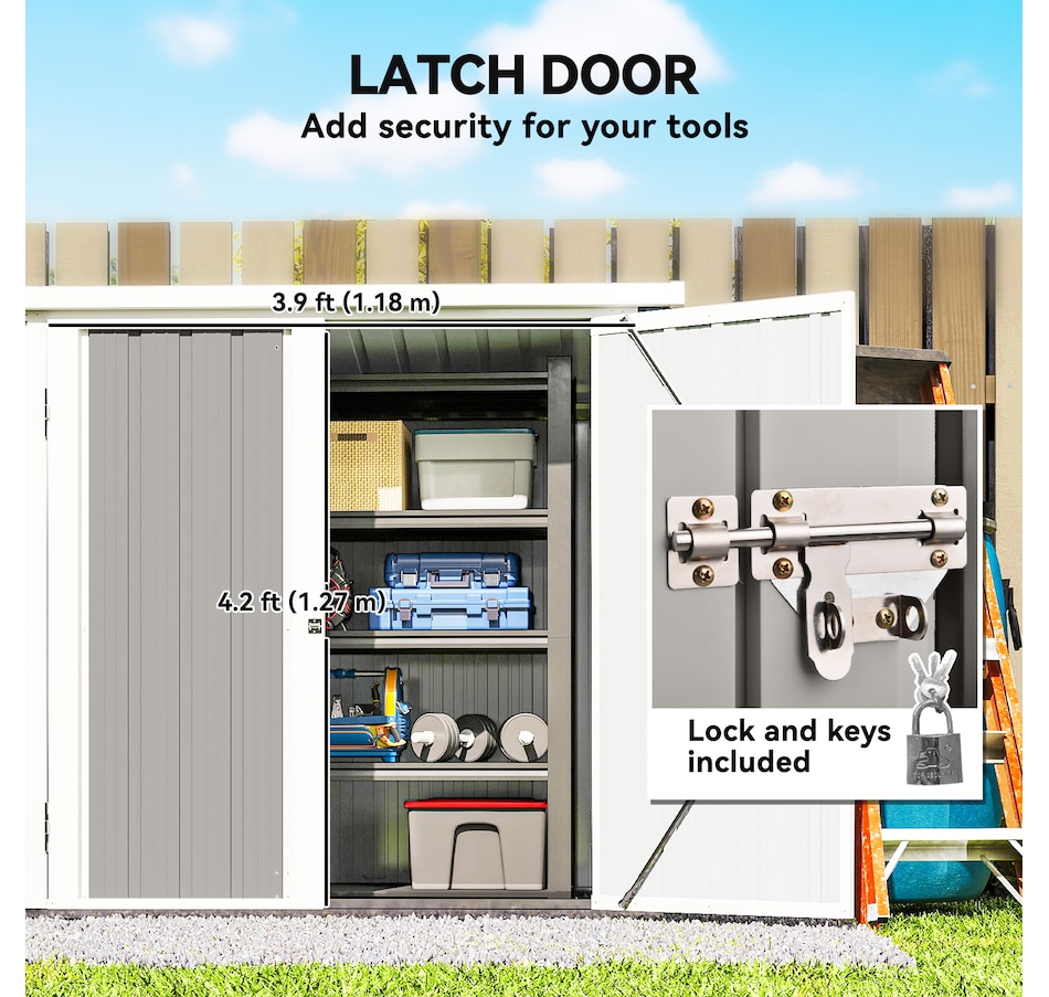 Image 965749_ALTMORE4.jpg, Product 965-749 / Price $179.99, Outsunny 5' x 3' Metal Garden Storage Shed Tool House with Double Doors from Outsunny on TSC.ca's Home & Garden department