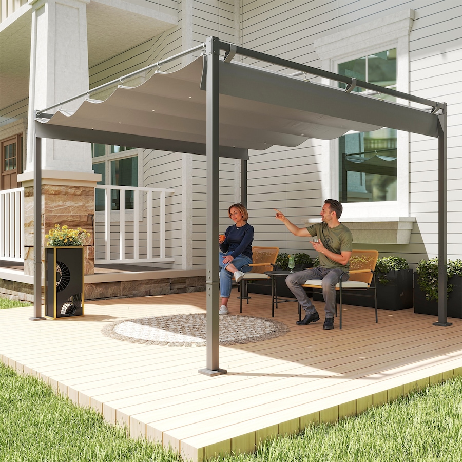 Image 965750_ALTMORE1.jpg, Product 965-750 / Price $299.99, Outsunny 10' x 10' Outdoor Gazebo, Metal Retractable Pergola Canopy, Grey from Outsunny on TSC.ca's Home & Garden department