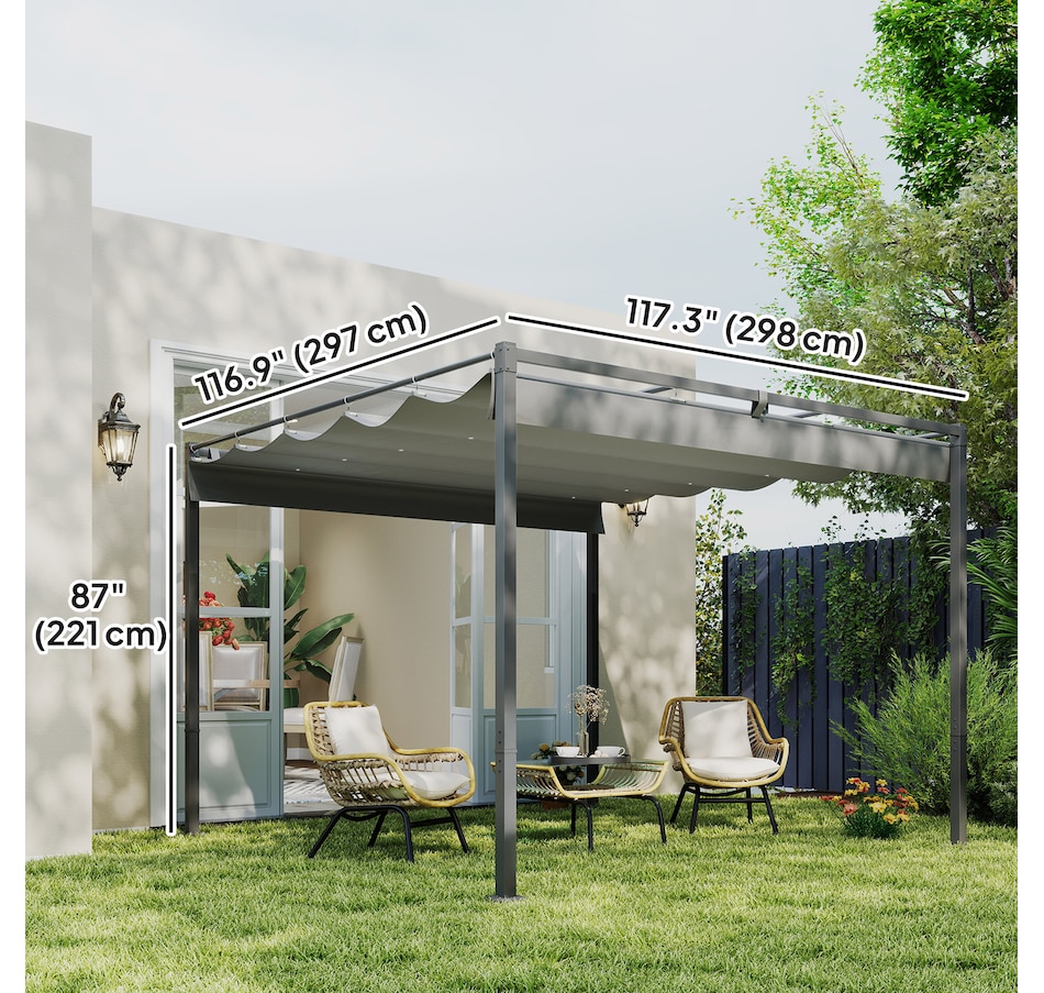 Image 965750_ALTMORE2.jpg, Product 965-750 / Price $339.99, Outsunny 10' x 10' Outdoor Gazebo, Metal Retractable Pergola Canopy, Grey from Outsunny on TSC.ca's Home & Garden department