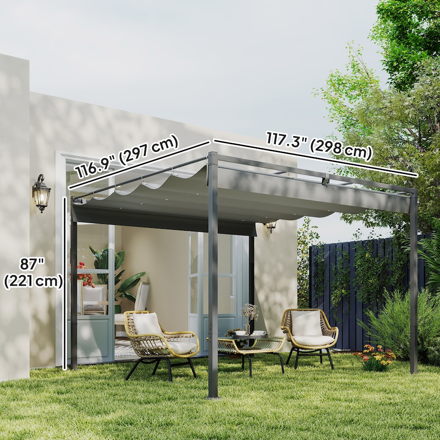 Image 965750_ALTMORE2.jpg, Product 965-750 / Price $299.99, Outsunny 10' x 10' Outdoor Gazebo, Metal Retractable Pergola Canopy, Grey from Outsunny on TSC.ca's Home & Garden department