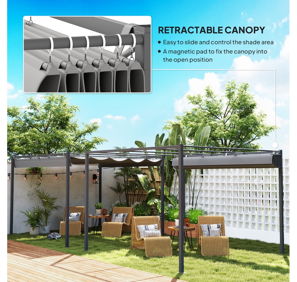 Image 965750_ALTMORE3.jpg, Product 965-750 / Price $339.99, Outsunny 10' x 10' Outdoor Gazebo, Metal Retractable Pergola Canopy, Grey from Outsunny on TSC.ca's Home & Garden department