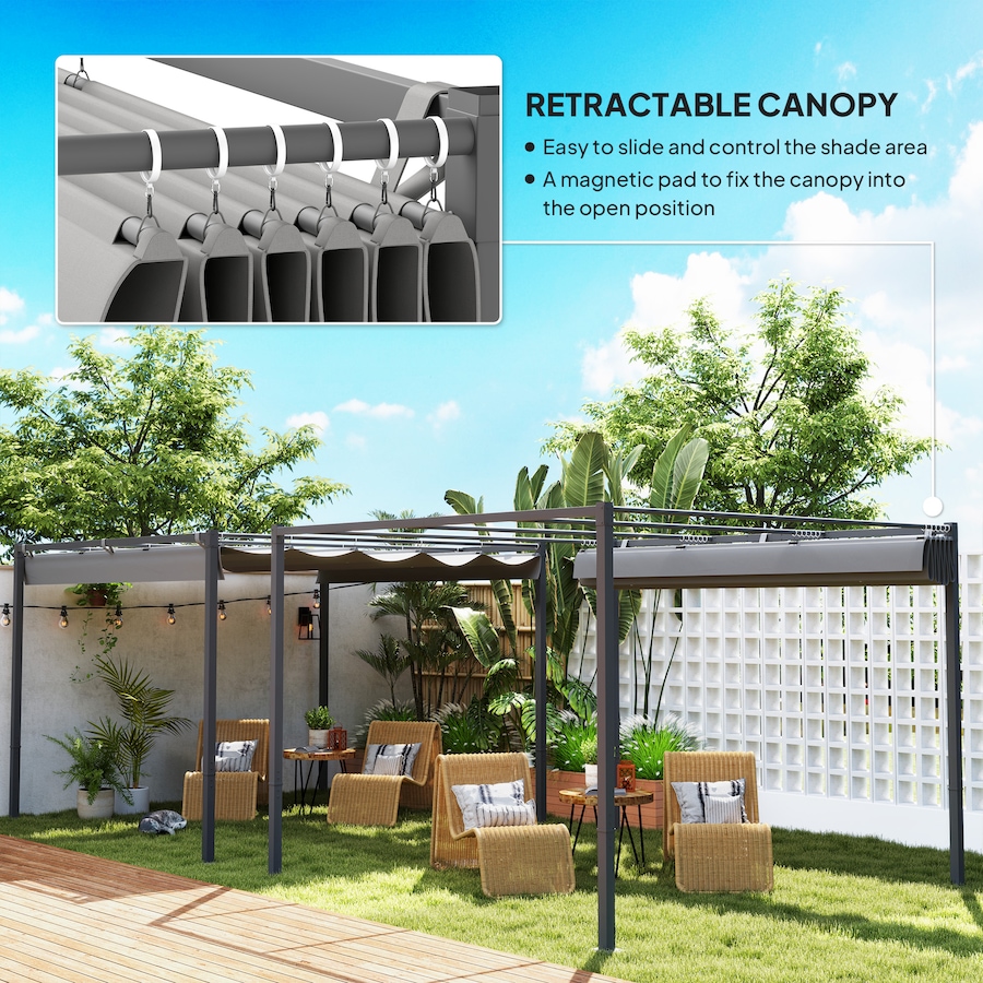 Image 965750_ALTMORE3.jpg, Product 965-750 / Price $299.99, Outsunny 10' x 10' Outdoor Gazebo, Metal Retractable Pergola Canopy, Grey from Outsunny on TSC.ca's Home & Garden department