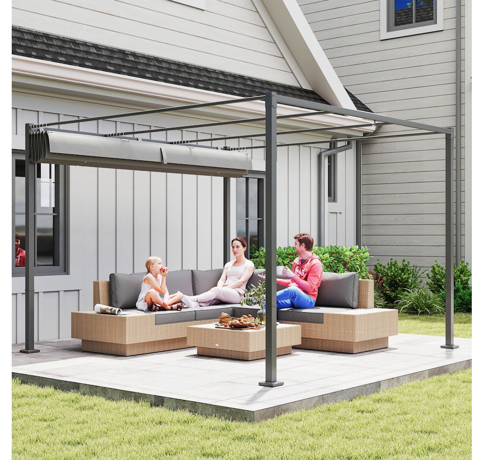 Image 965750_ALTMORE7.jpg, Product 965-750 / Price $339.99, Outsunny 10' x 10' Outdoor Gazebo, Metal Retractable Pergola Canopy, Grey from Outsunny on TSC.ca's Home & Garden department