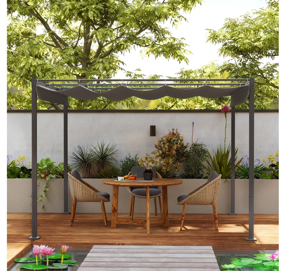 Image 965750_ALTMORE8.jpg, Product 965-750 / Price $339.99, Outsunny 10' x 10' Outdoor Gazebo, Metal Retractable Pergola Canopy, Grey from Outsunny on TSC.ca's Home & Garden department
