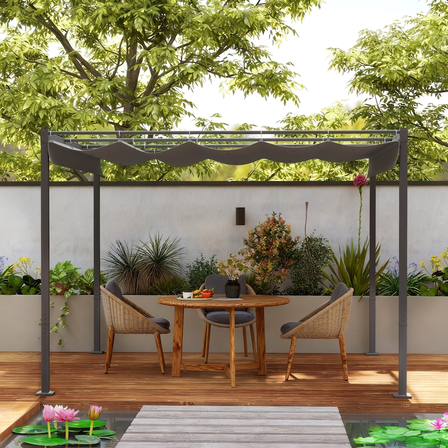 Image 965750_ALTMORE8.jpg, Product 965-750 / Price $299.99, Outsunny 10' x 10' Outdoor Gazebo, Metal Retractable Pergola Canopy, Grey from Outsunny on TSC.ca's Home & Garden department