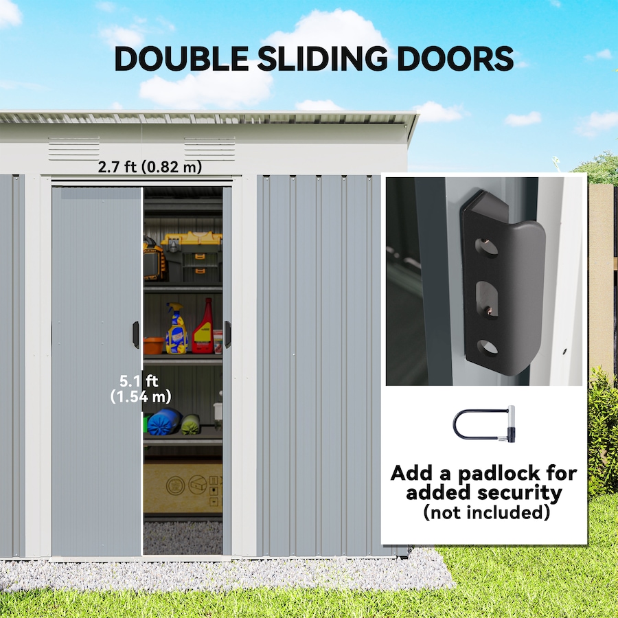 Image 965752_ALTMORE4.jpg, Product 965-752 / Price $299.99, Outsunny 7' x 3.6' Metal Outdoor Storage Shed w/ Sliding Doors Grey from Outsunny on TSC.ca's Home & Garden department
