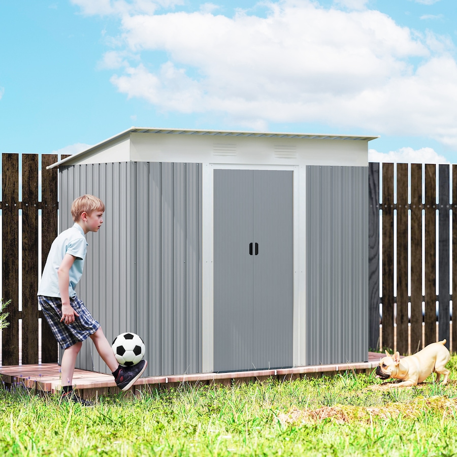 Image 965752_ALTMORE7.jpg, Product 965-752 / Price $299.99, Outsunny 7' x 3.6' Metal Outdoor Storage Shed w/ Sliding Doors Grey from Outsunny on TSC.ca's Home & Garden department