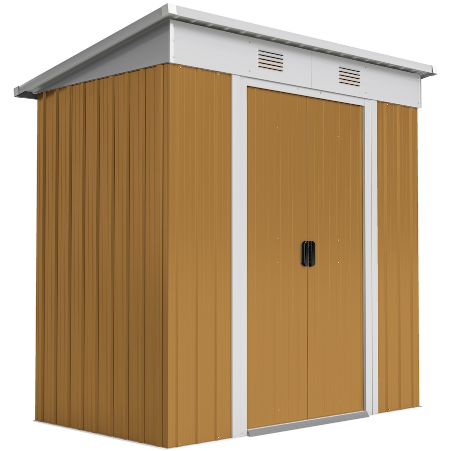 Image 965758.jpg, Product 965-758 / Price $294.99, Outsunny 6' x 4' Metal Outdoor Storage Shed w/ Sliding Doors Yellow from Outsunny on TSC.ca's Home & Garden department