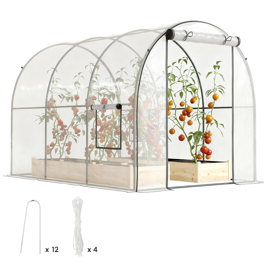 Image 965759.jpg, Product 965-759 / Price $139.99, Outsunny Polytunnel Greenhouse with Mesh Window, Grow House Tent, Clear from Outsunny on TSC.ca's Home & Garden department
